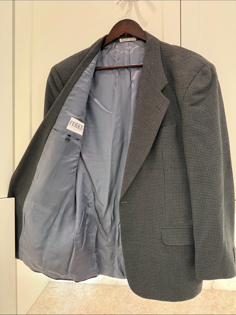 Mens Gray Textured Blazer - Louis Feraud